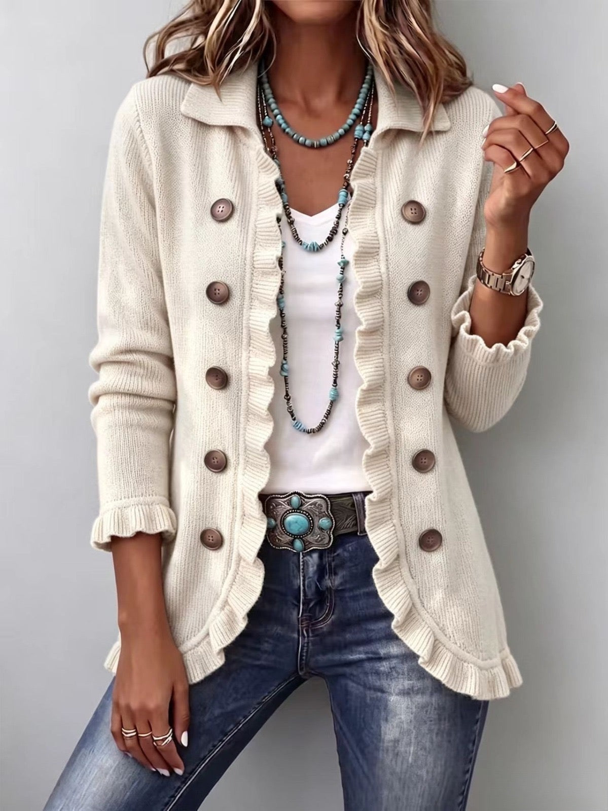 Chaqueta Octavia en marfil, vista frontal