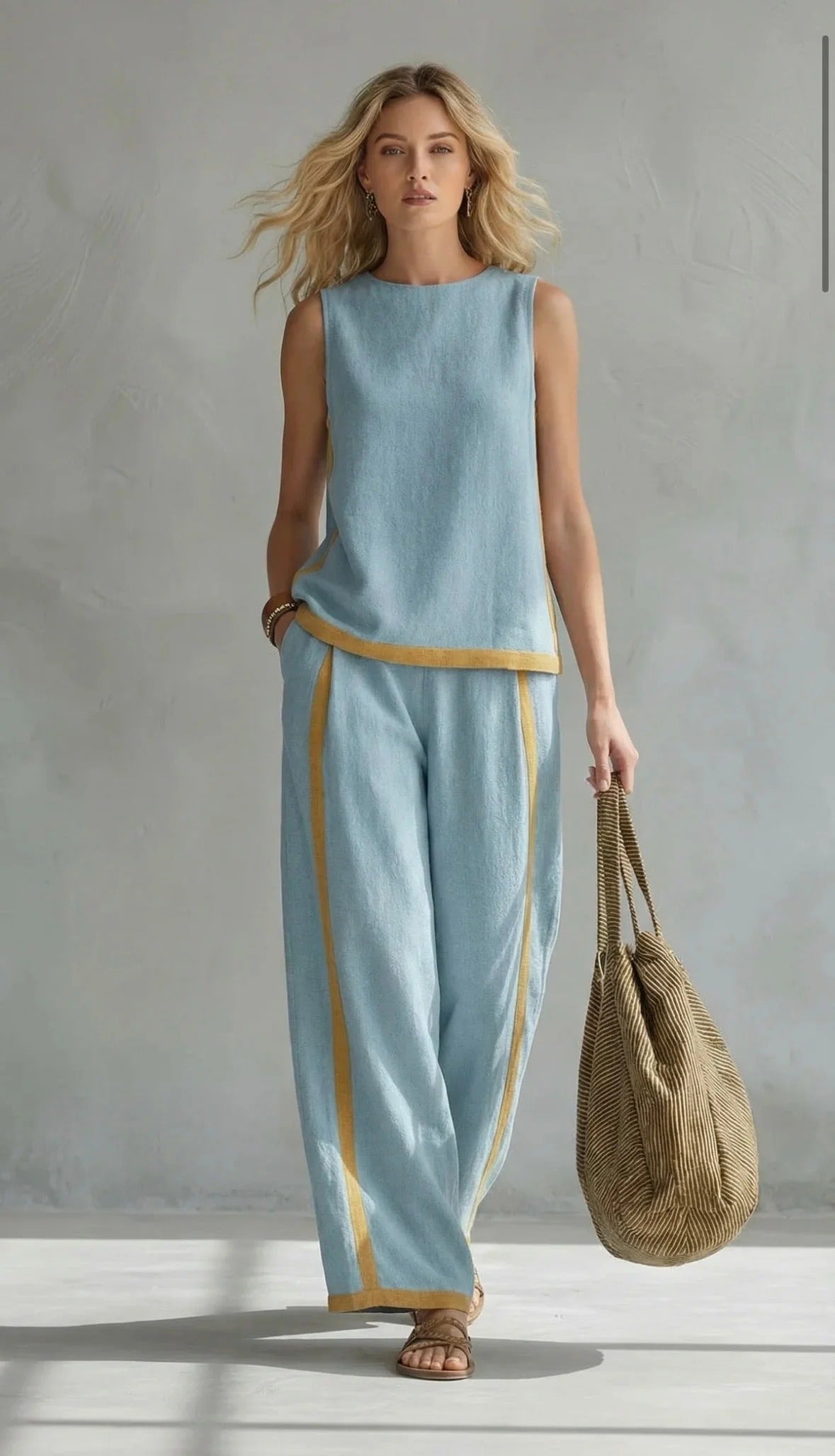 Noa | Conjunto elegante de dos piezas de verano con pantalón de pierna ancha