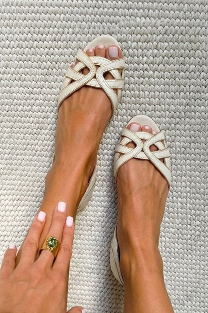 Sandalias Camilla Trenzadas | Crema Elegante