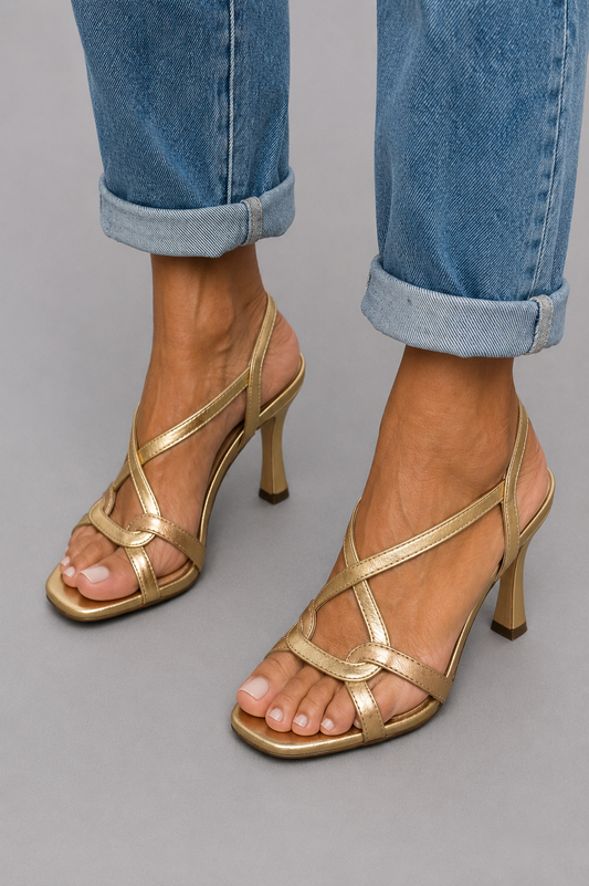 Sandalias de Tacón Elisabetta | Dorado y Fascinante