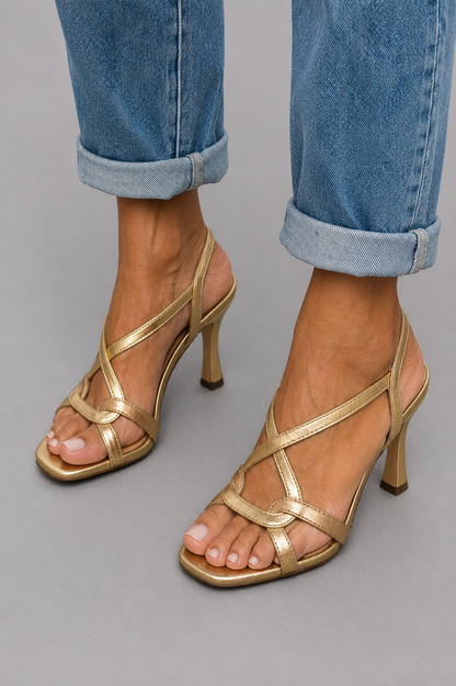 Sandalias de Tacón Elisabetta | Dorado y Fascinante
