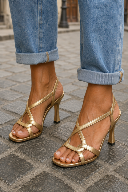 Sandalias de Tacón Elisabetta | Dorado y Fascinante