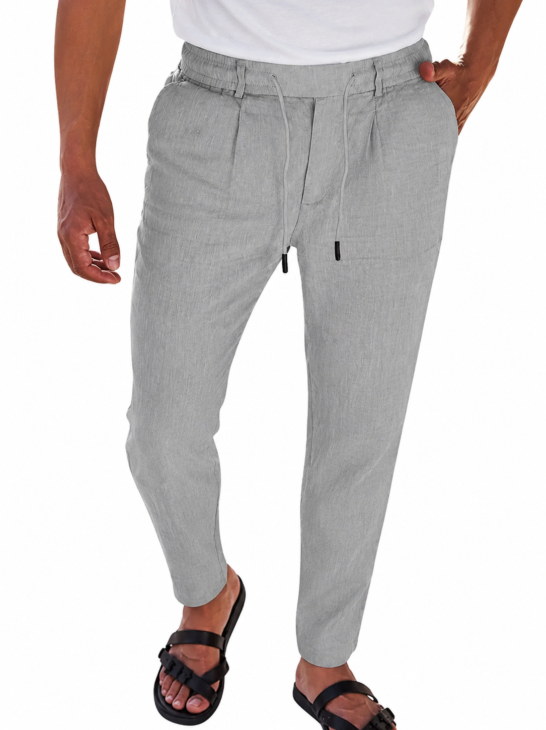 Pantalón Positano de lino gris para hombre
