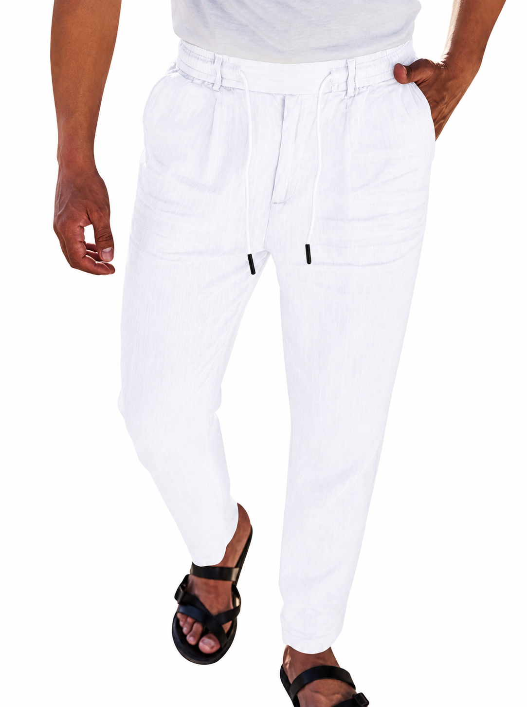 Pantalón Positano de lino blanco para hombre