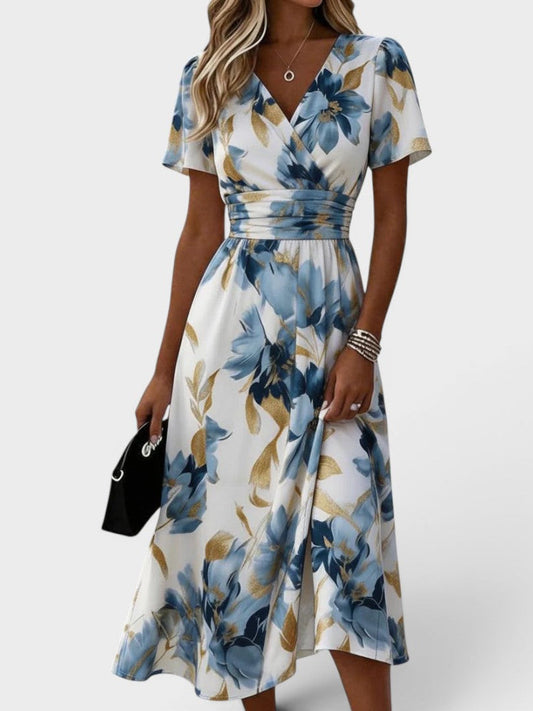 Vestido Delfina | Midi floral en multicolor, vista frontal