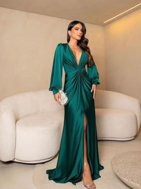 Vestido Largo Valeria | Vestido Elegante de Manga Larga