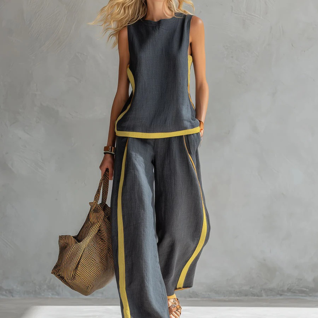 Noa | Conjunto elegante de dos piezas de verano con pantalón de pierna ancha