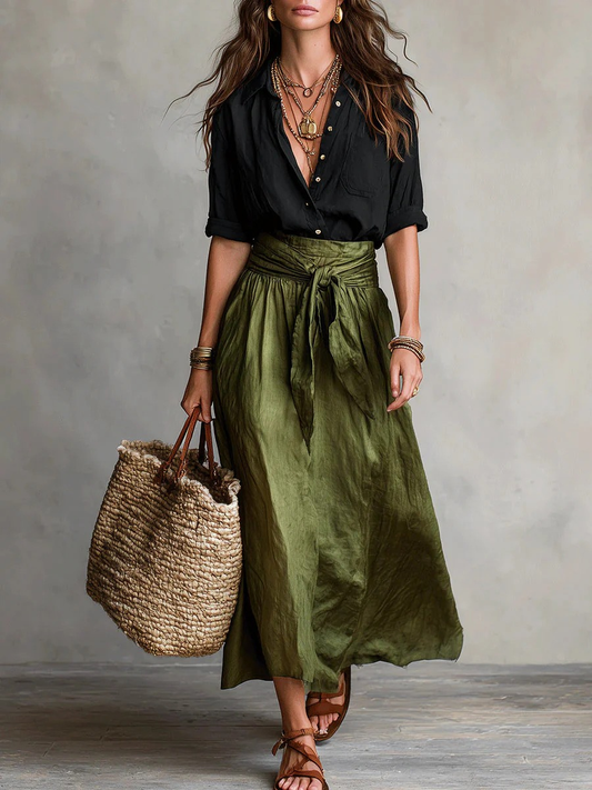 Conjunto Olivia | top y falda midi