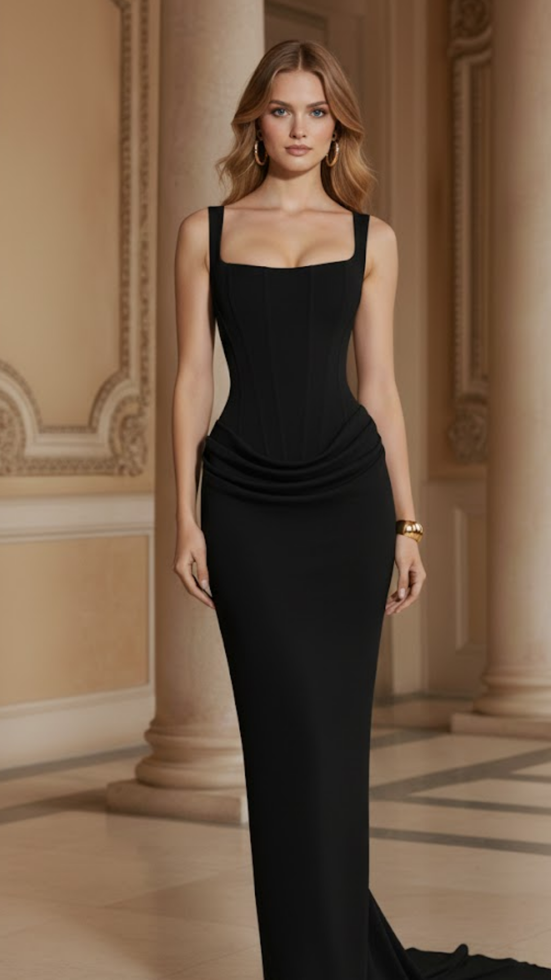 Vestido Largo Celestia | Vestido largo escote cuadrado