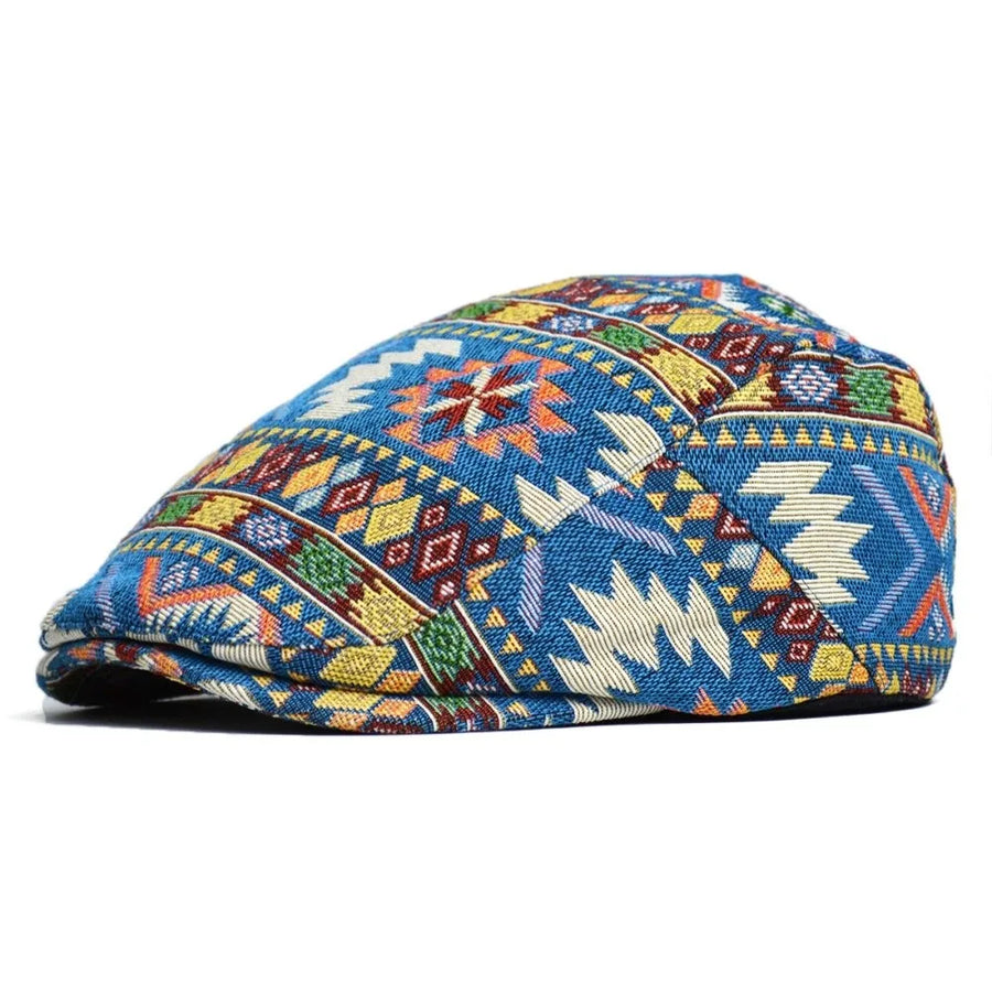 Boina étnica Jacquard de hombre en azul