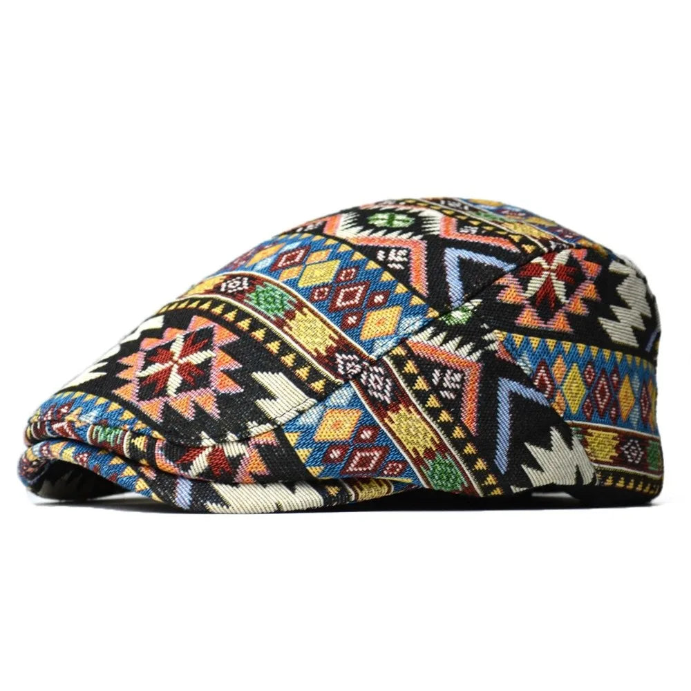 Boina étnica Jacquard de hombre en negro