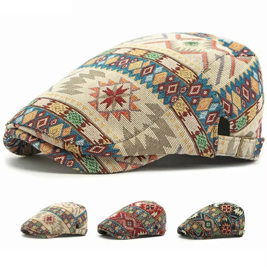 Boina étnica Jacquard de hombre en beige