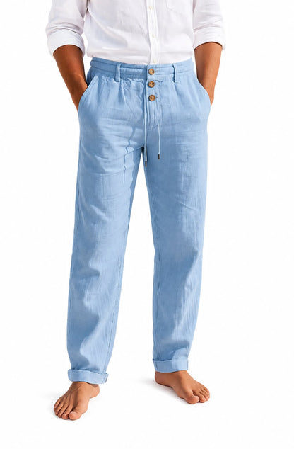 Pantalón Portofino de lino azul para hombre