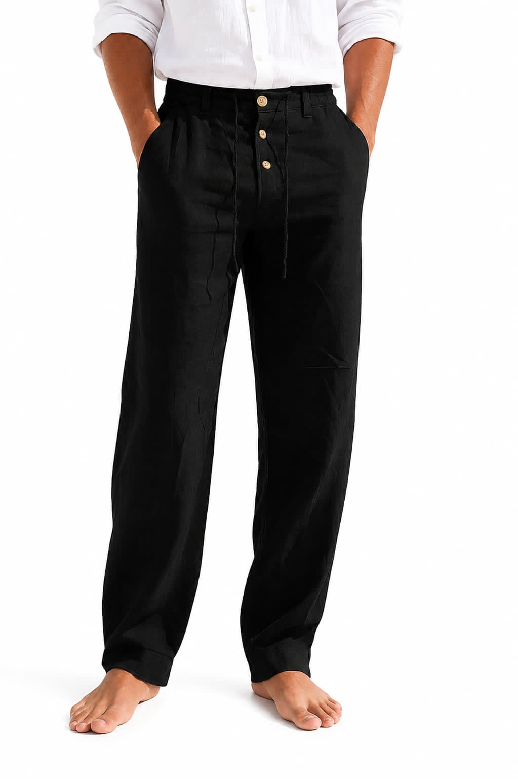 Pantalón Portofino de lino negro para hombre