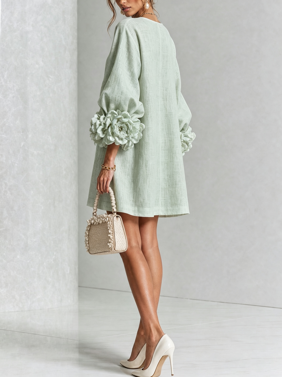 Vestido Miriam en verde salvia