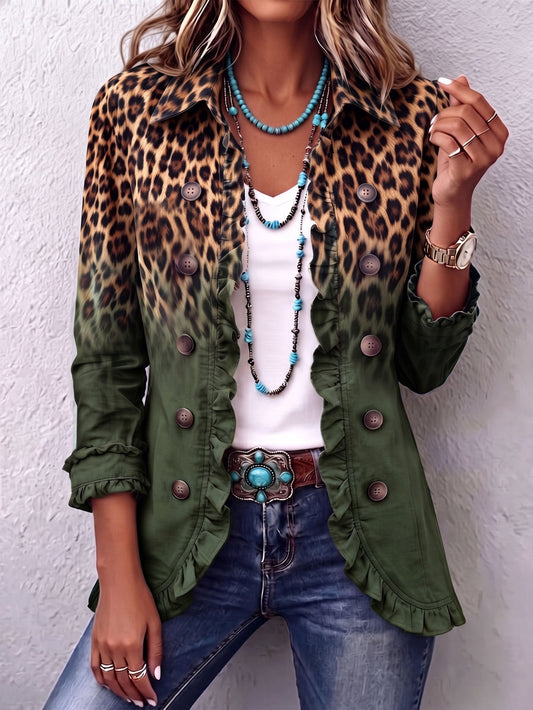 Blazer Feliciana | Estampado de leopardo en verde
