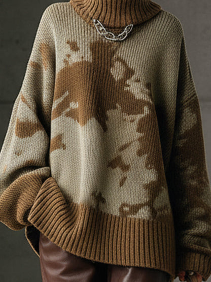 Jersey Nayara de cuello alto holgado con estampado camuflaje en tonos verdes
