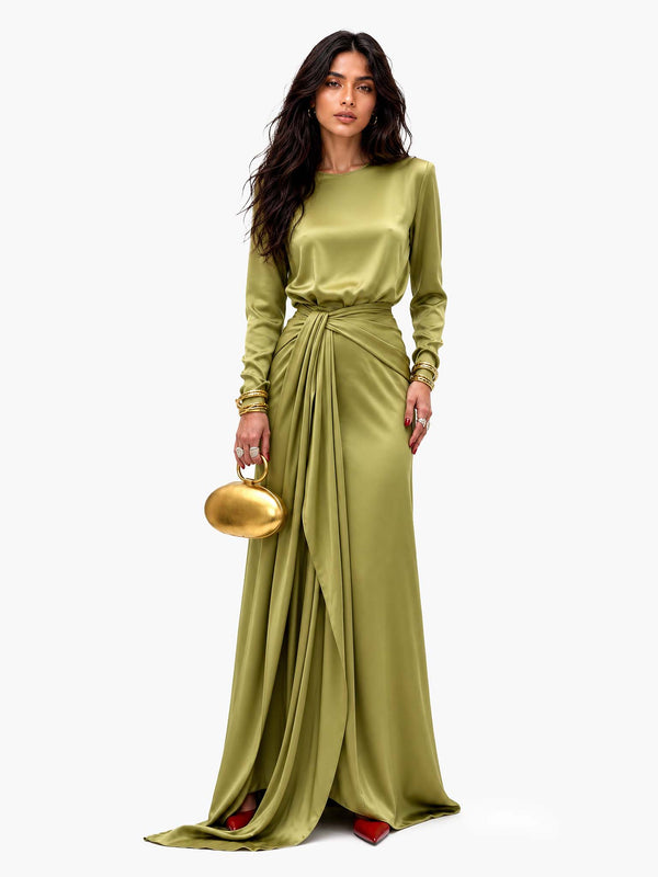 Vestido Nunila | Maxi de satén drapeado