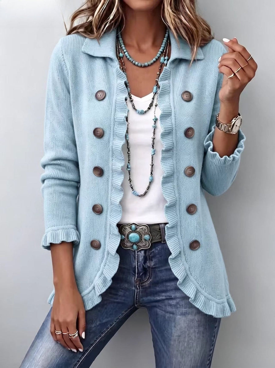 Chaqueta Perla en azul polvo, vista frontal