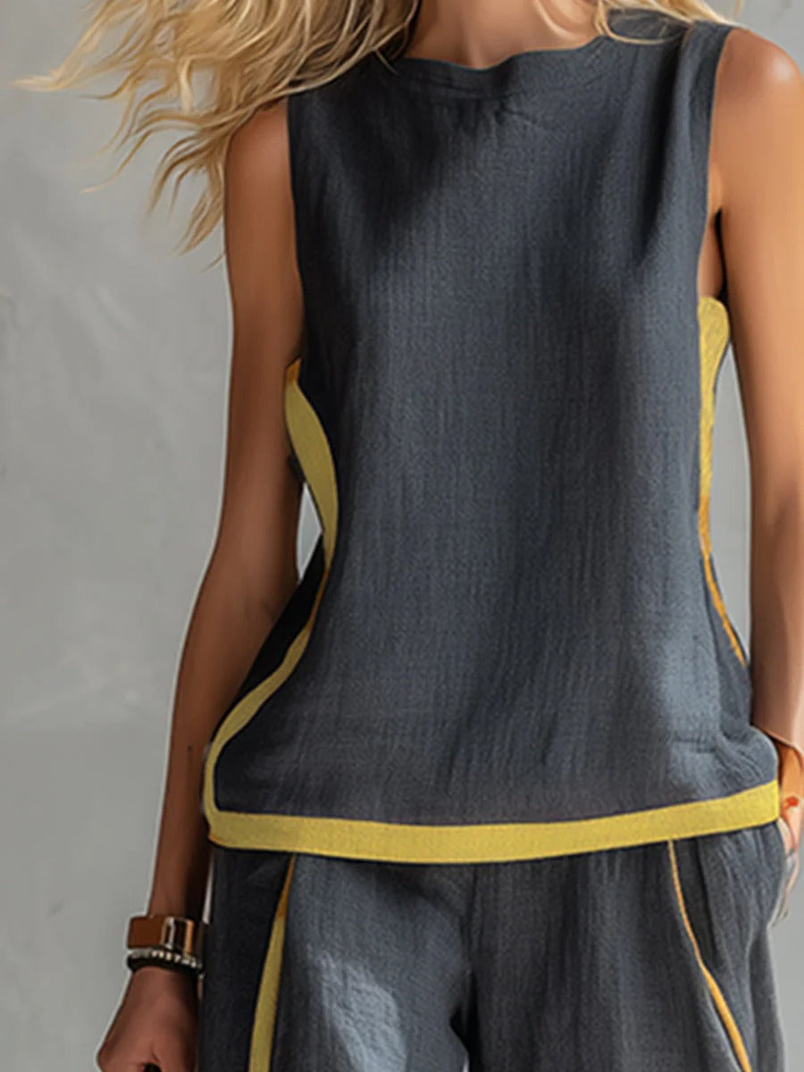 Noa | Conjunto elegante de dos piezas de verano con pantalón de pierna ancha