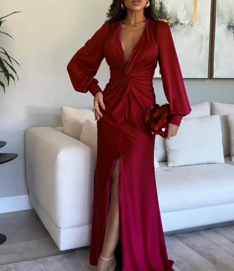 Vestido Largo Valeria | Vestido Elegante de Manga Larga