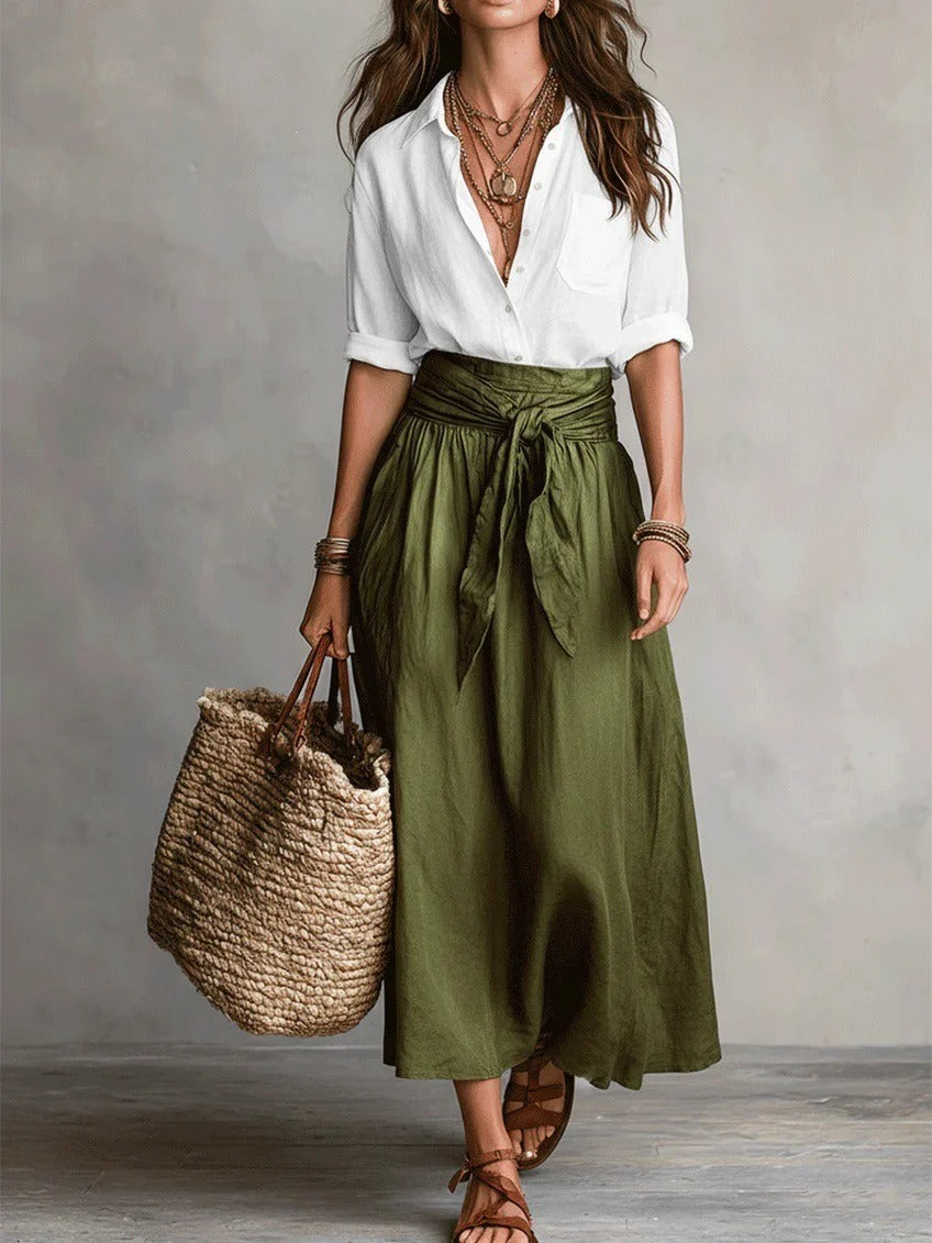 Conjunto Olivia | top y falda midi