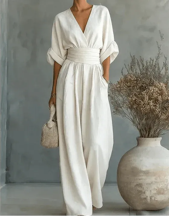 Valentina | mono elegante con escote en V y manga ancha
