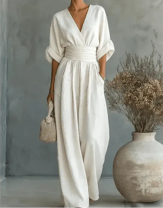 Valentina | mono elegante con escote en V y manga ancha