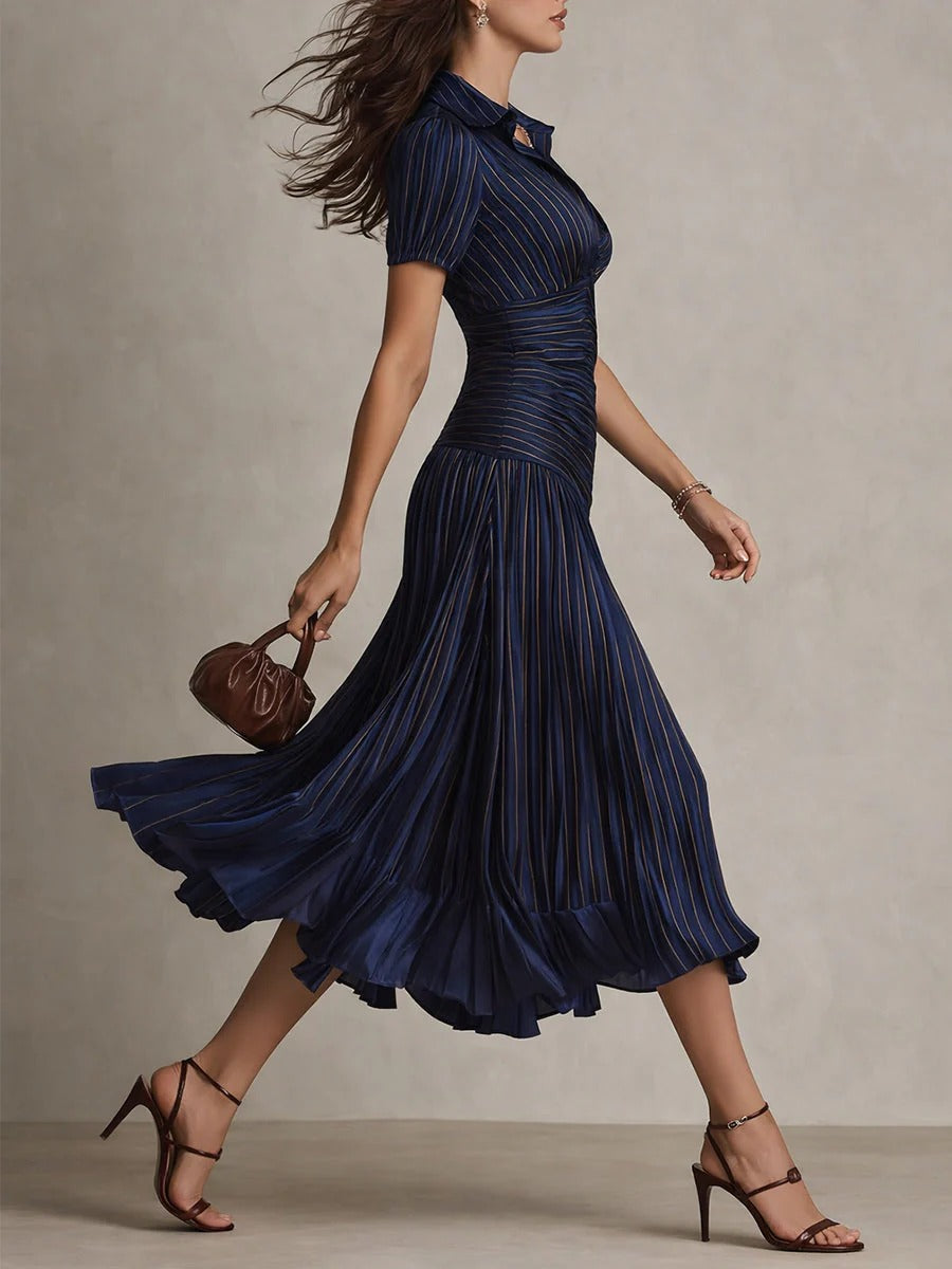 Vestido Midi Emma | vestido de satén a rayas