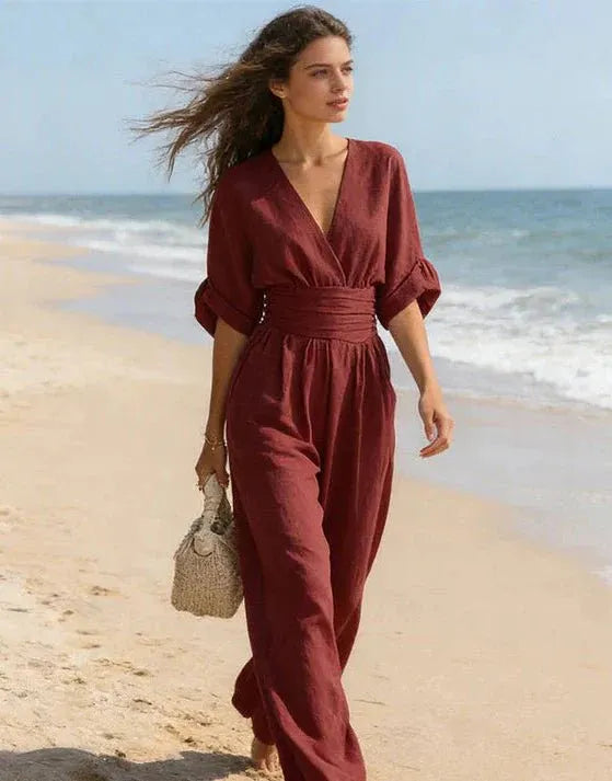Valentina | mono elegante con escote en V y manga ancha