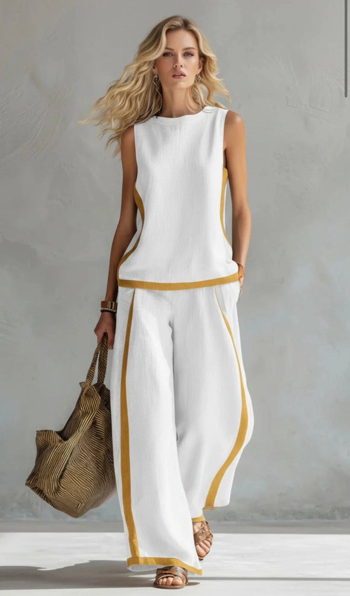 Noa | Conjunto elegante de dos piezas de verano con pantalón de pierna ancha