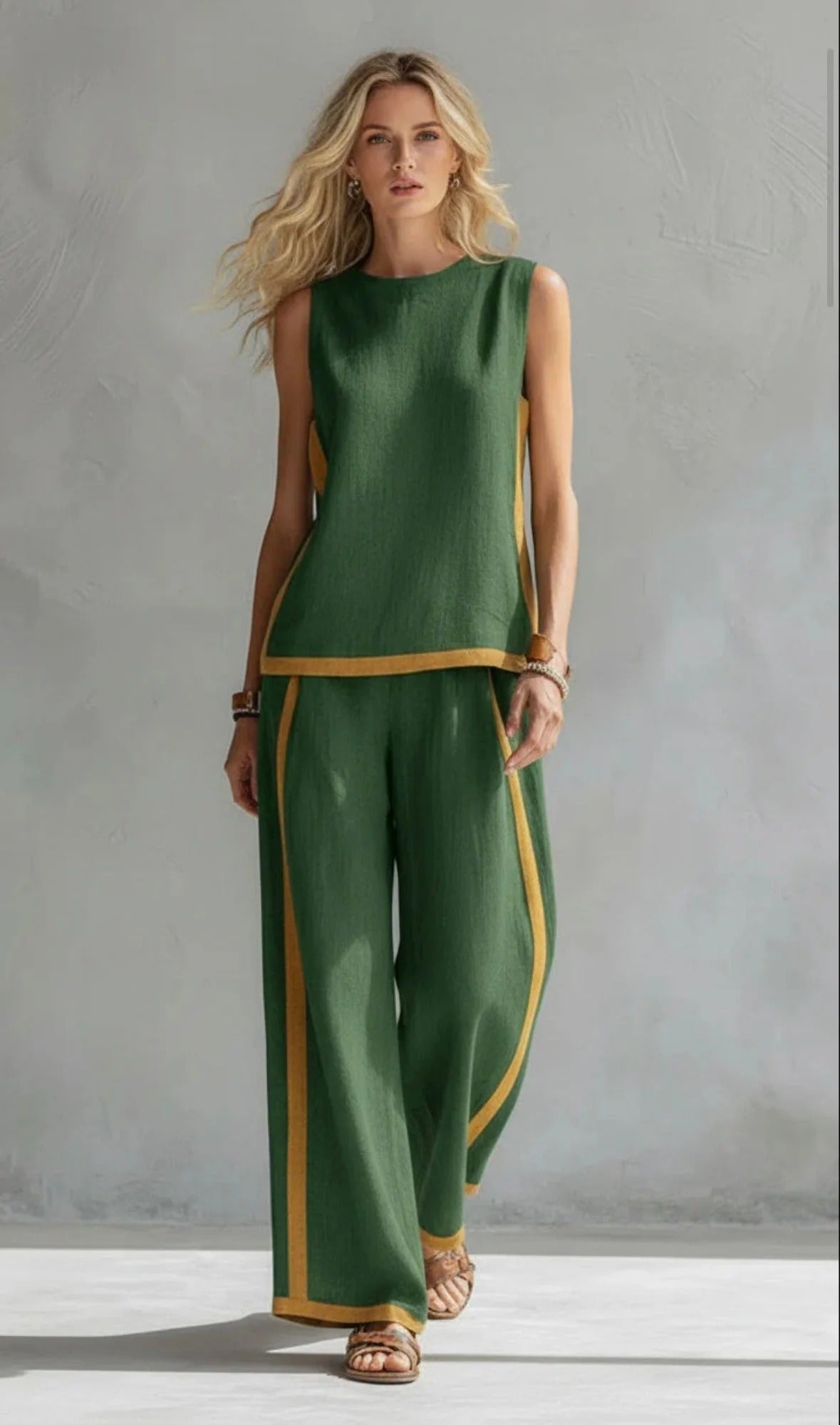 Noa | Conjunto elegante de dos piezas de verano con pantalón de pierna ancha