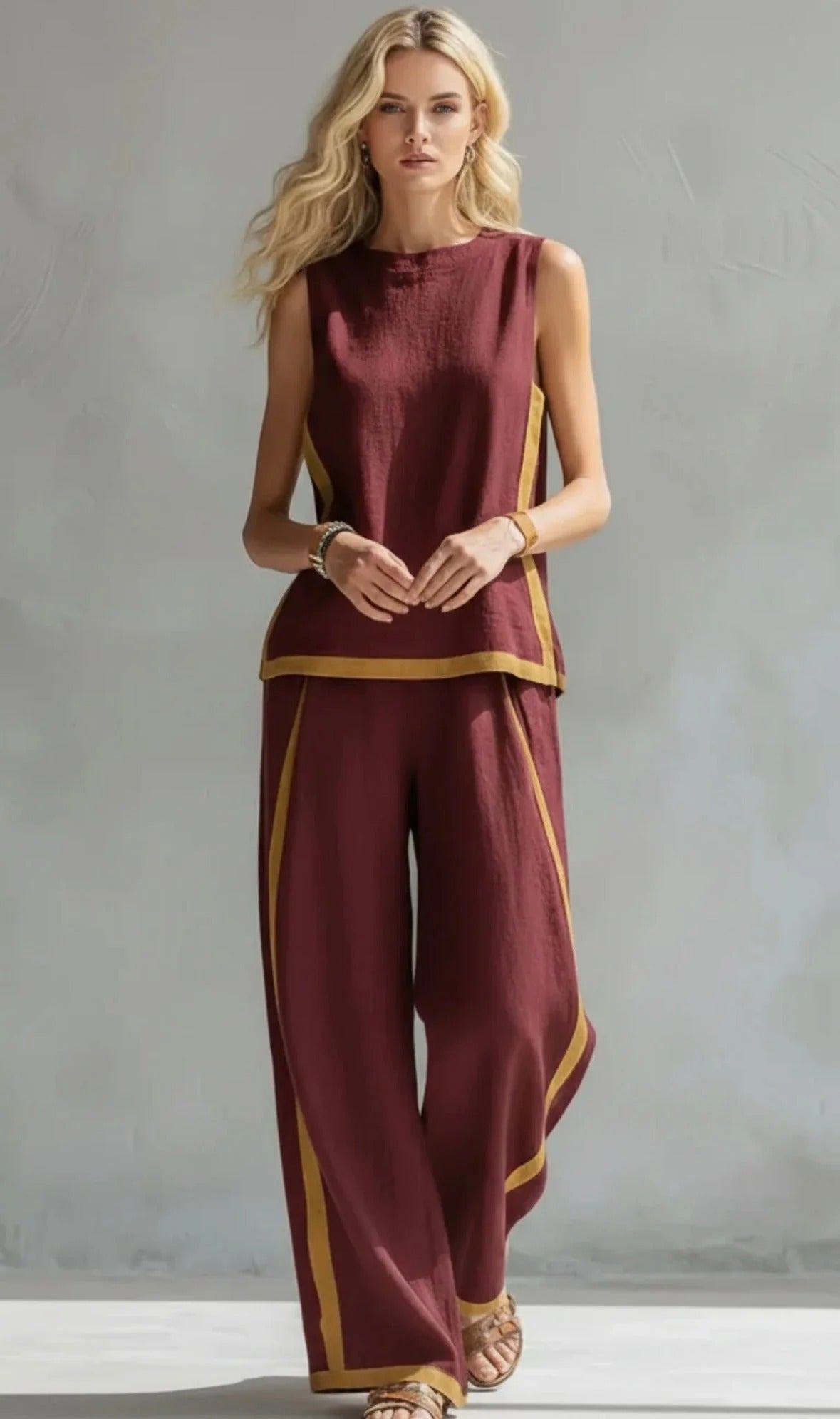 Noa | Conjunto elegante de dos piezas de verano con pantalón de pierna ancha