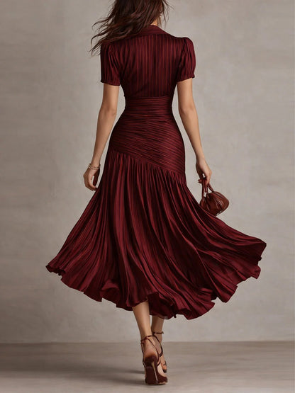 Vestido Midi Emma | Vestido de Satén a Rayas