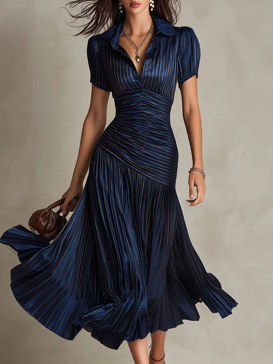 Vestido Midi Emma | vestido de satén a rayas
