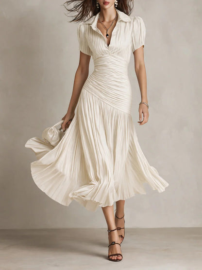 Vestido Midi Emma | Vestido de Satén a Rayas