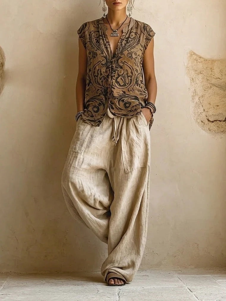 Conjunto Julia | Conjunto bohemio de Blusa, Túnica y Pantalón