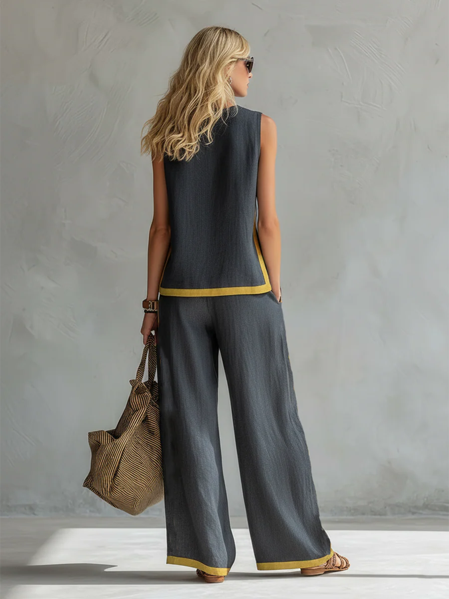 Noa | Conjunto elegante de dos piezas de verano con pantalón de pierna ancha