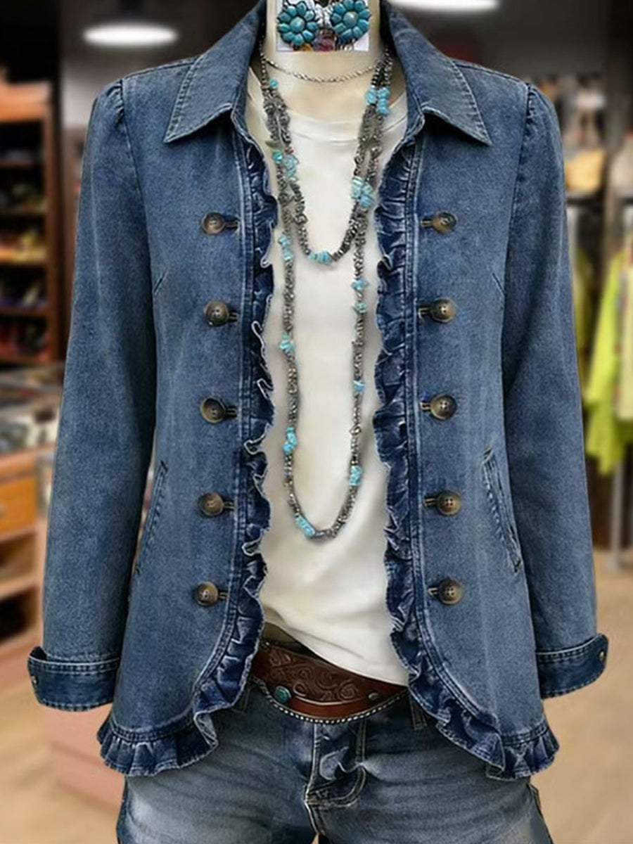 Chaqueta Federica en azul, vista trasera