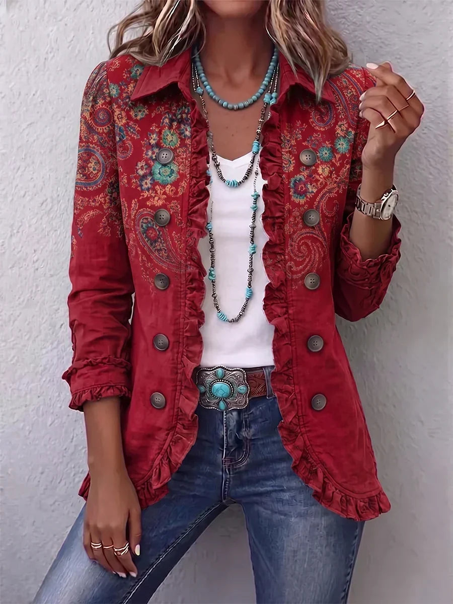 Chaqueta Carlota en rojo, vista frontal
