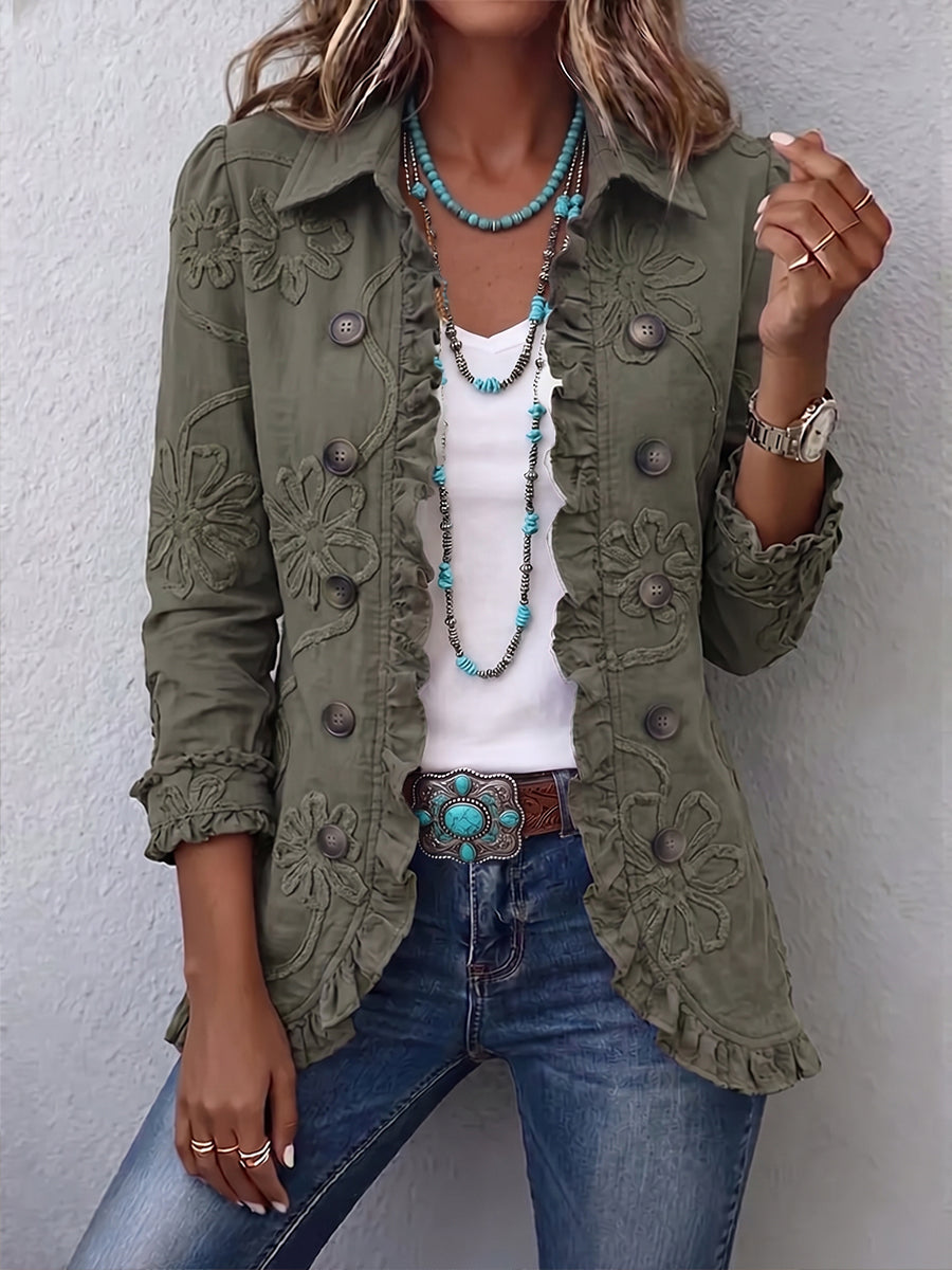 Chaqueta Alejandra en verde, vista frontal
