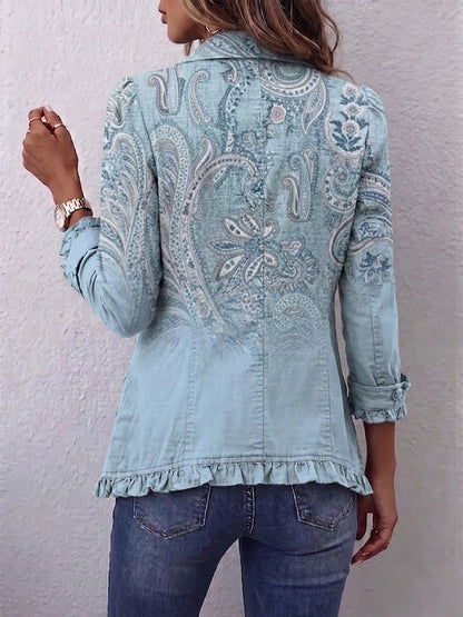 Chaqueta Emilia en azul cielo, vista trasera