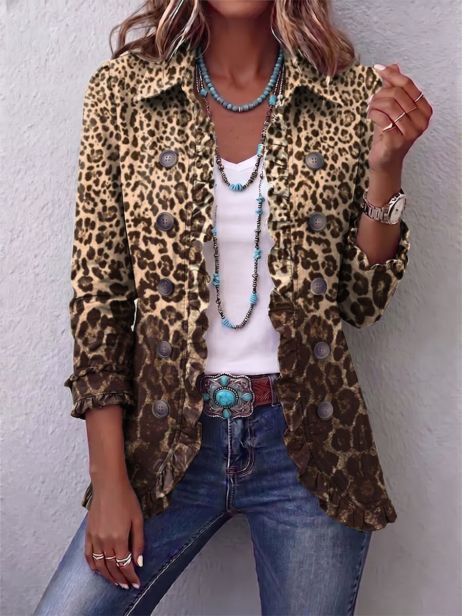 Chaqueta Ovidia en leopardo multicolor, vista frontal