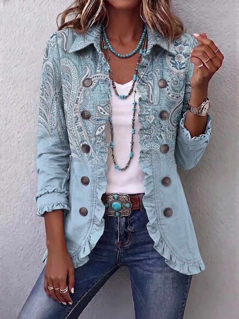 Chaqueta Emilia en azul cielo, vista frontal