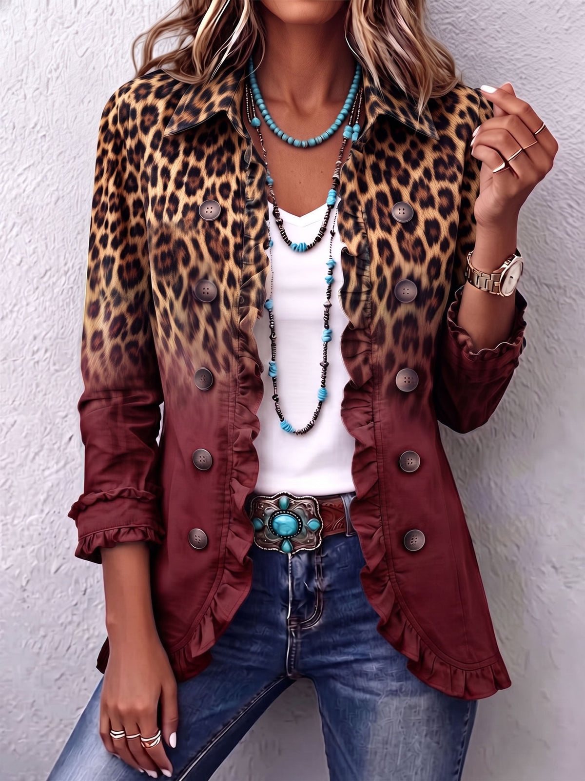 Blazer Olimpia en burdeos, vista frontal