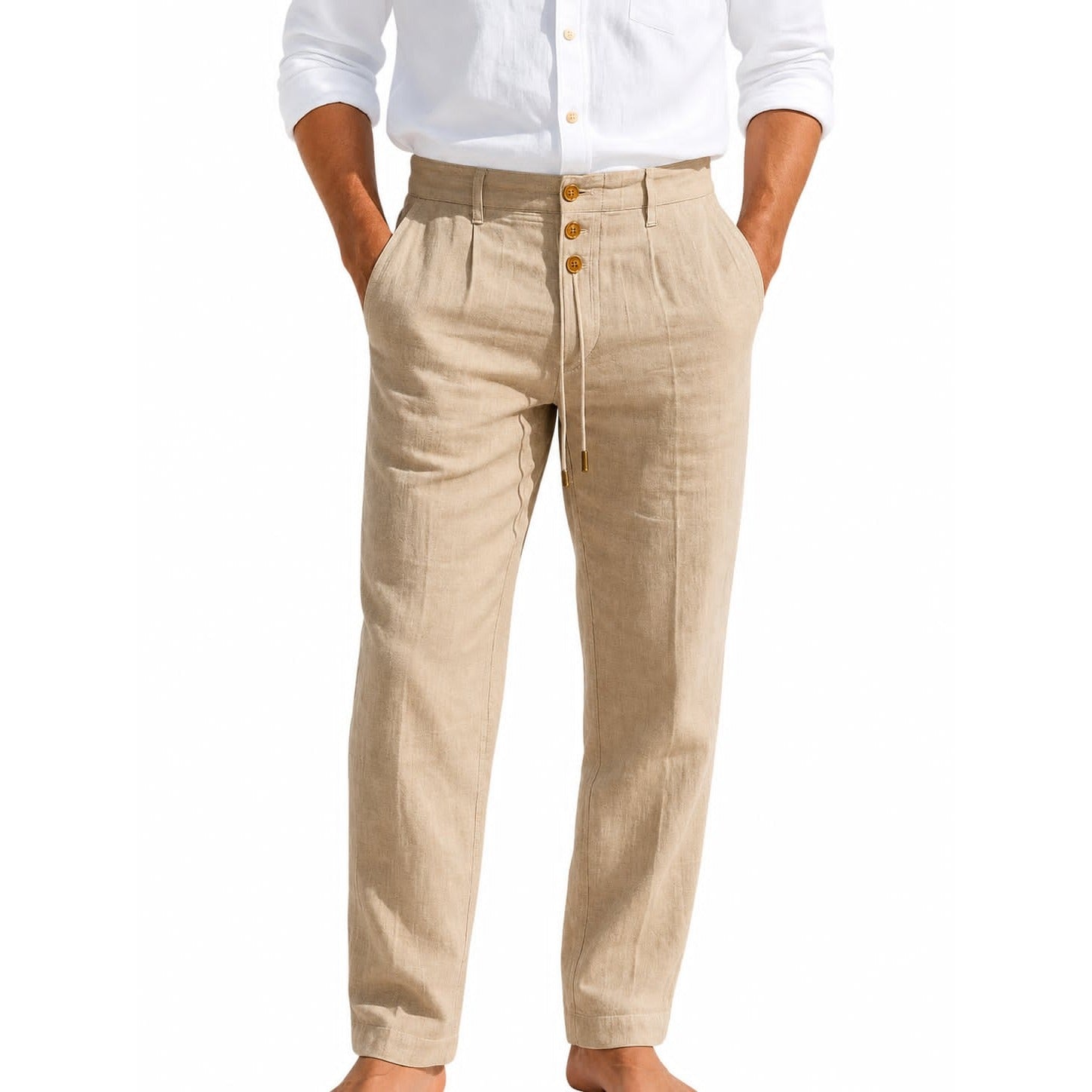 Pantalón Portofino de lino beige para hombre