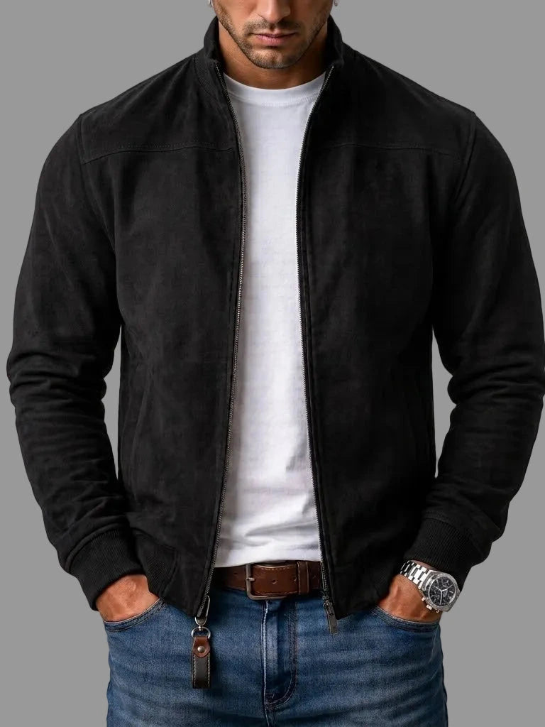 Bomber Valero en negro, vista frontal