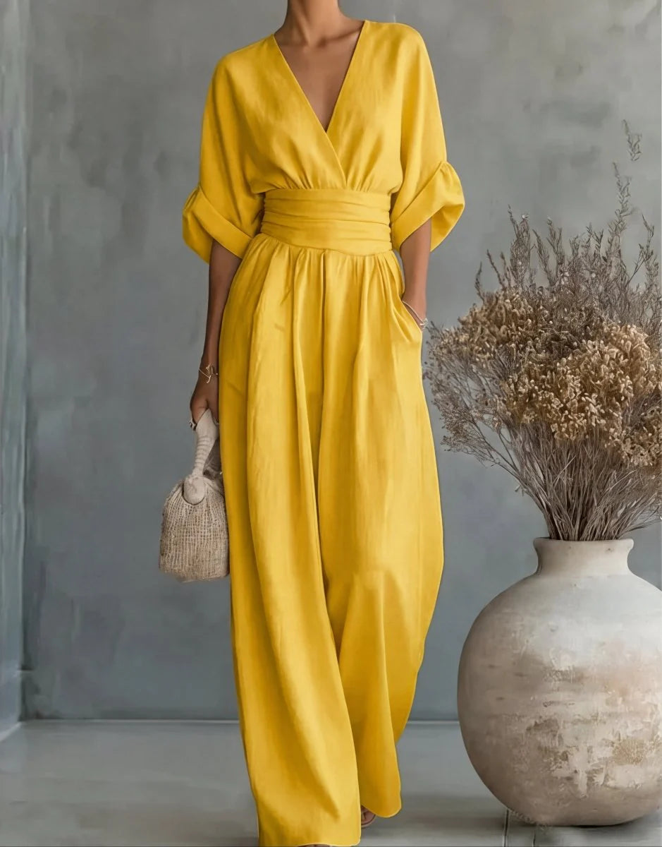 Valentina | mono elegante con escote en V y manga ancha