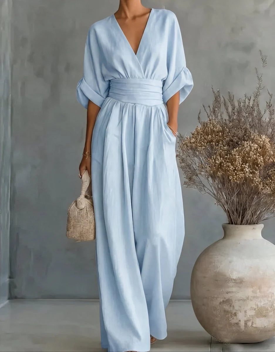 Valentina | mono elegante con escote en V y manga ancha