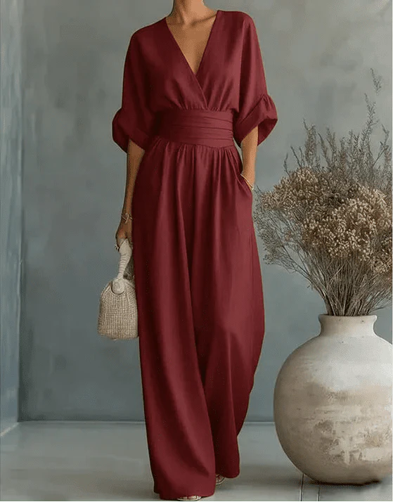 Valentina | mono elegante con escote en V y manga ancha